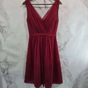 Jenny Yoo Dress Womens Small 4 Red Mini V Neck Short Formal Blouson Swing Skater